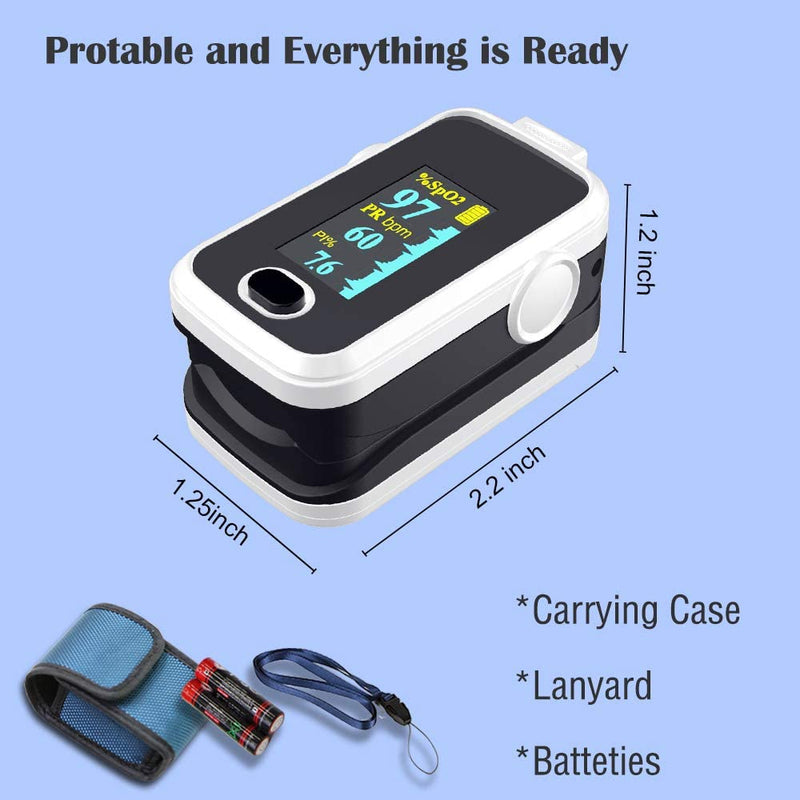 [Australia] - Pulse oximeter fingertip with Plethysmograph and Perfusion Index, Portable Blood Oxygen Saturation Monitor for Heart Rate and SpO2 Level, O2 Monitor Finger for Oxygen,Pulse Ox,Oximetro, (Black-White) 