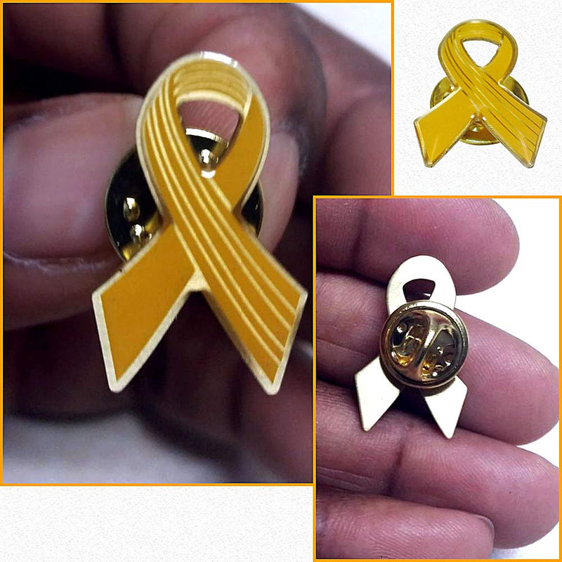 [Australia] - Lot of 20 - Yellow Awareness Ribbon Lapel Pins - Enamel On Gold Tone Metal. 