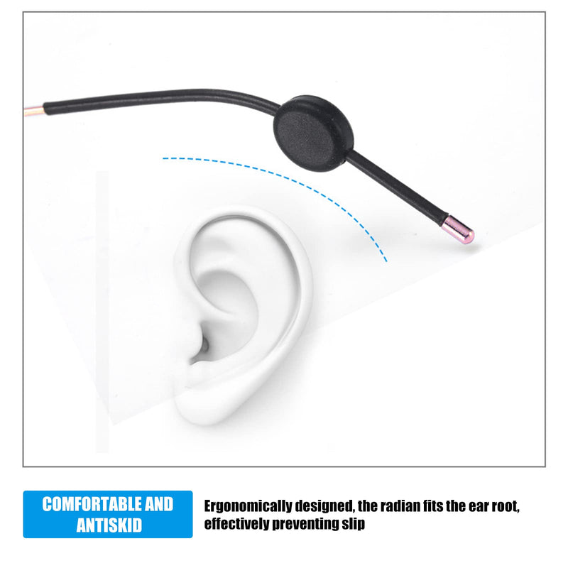 [Australia] - Cosswe Eyeglasses Temple Grips Retainer, Round Eyeglasses Temple Soft Eyeglass retainers Anti-Slip Glasses Retainers Hooks for Spectacle Sunglasses Eyewear Black 