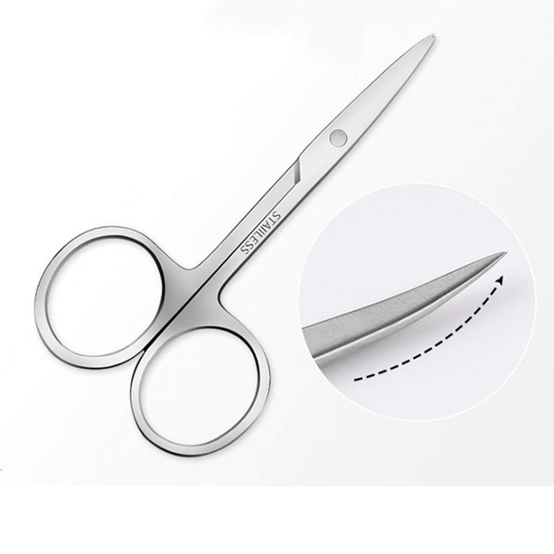 [Australia] - 2Pcs Nose Hair Scissors Set, for Nose Scissors Beard Moustache Eyelash Eyebrow Trimmer 