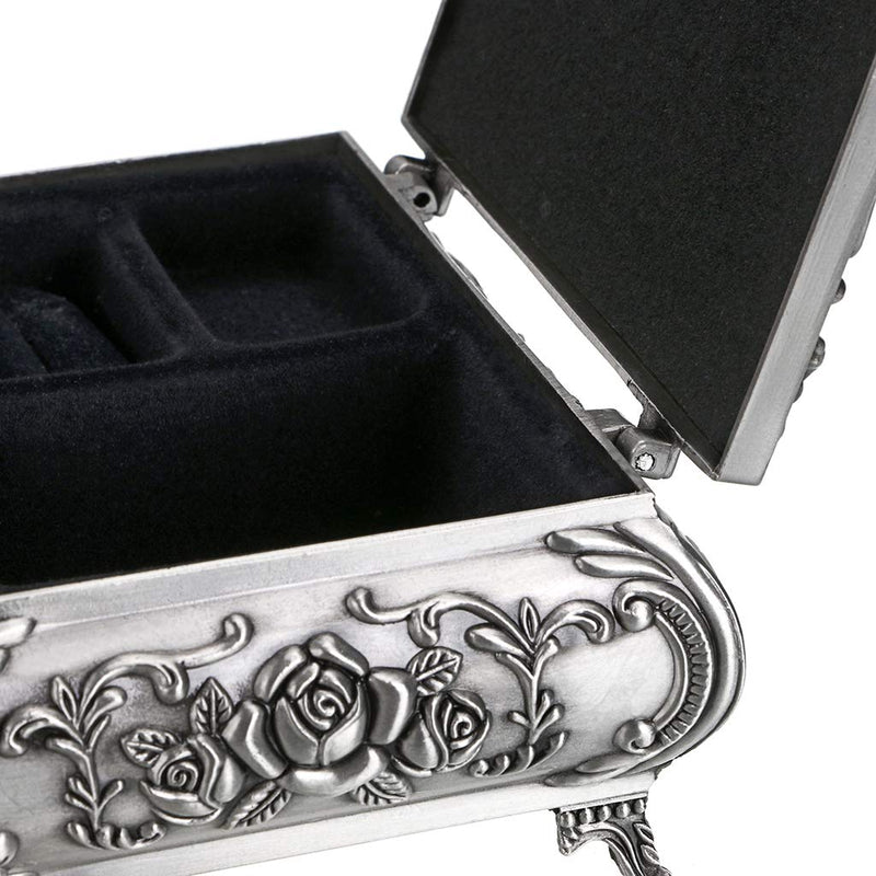 [Australia] - Hipiwe Vintage Metal Jewelry Box Small Trinket Jewelry Storage Box for Rings Earrings Necklace Treasure Chest Organizer Antique Jewelry Keepsake Gift Box Case for Girl Women (Medium) Medium 