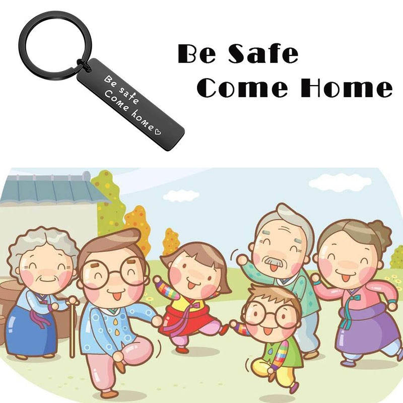 [Australia] - MAOFAED Police Firefighter Military Driver Trucker Biker Gift Be Safe Come Home Keychain Deployment Gift Trooper Deputy Sheriff Gift Be safe come home Black 