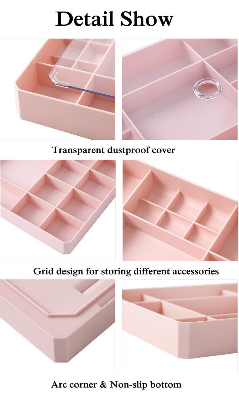 [Australia] - Mvchifay Jewelry Storage Box Clear Plastic Jewelry Display Tray Organizer Case with Lid for Earrings Bracelet Necklace (White) White 