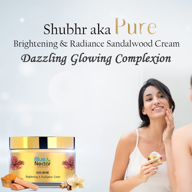 [Australia] - Blue Nectar Ayurvedic Brightening Face Cream for Skin Glow with Turmeric, Aloe Vera and 13 Ayurvedic Herbs, Women, 50 gm 