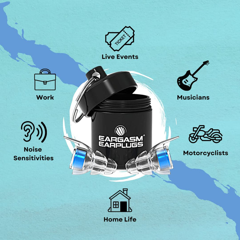 [Australia] - Eargasm High Fidelity Earplugs for Concerts Musicians Motorcycles Noise Sensitivity Conditions and More (Ear Plugs Come in Premium Gift Box Packaging) - Blue 