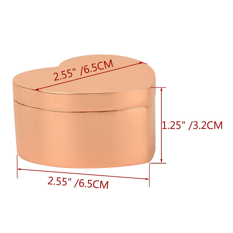 [Australia] - K COOL Gorgeous Metal Heart Jewelry Box Wedding Ring/Earrings/Necklace Small Storage Organizer Case Treasure Chest Trinket Keepsake Gift Box for Women Girls (Shiny Rose Gold) Shiny Rose Gold 