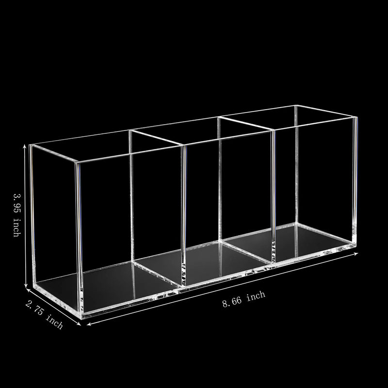 [Australia] - Weddingwish Acrylic Pen Holder Clear Pencil Holder 3 Solt Pencil Organizer Cup for Desk Pencil Cup Stationery Organizer for Office Accessory, Cosmetic Storage, Vanity Organizer Bathroom, Dorm (Clear) 3 solts 