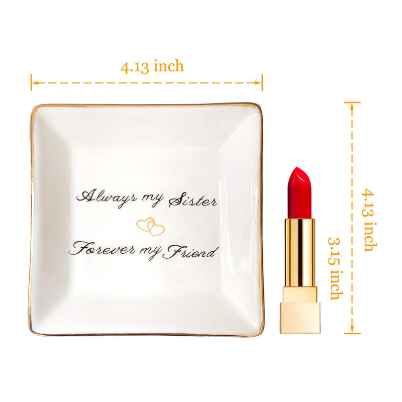 [Australia] - HOME SMILE Sister Gifts Trinket Dish -Always My Sister,Forover My Friend,Birthday Gifts for Sisters 