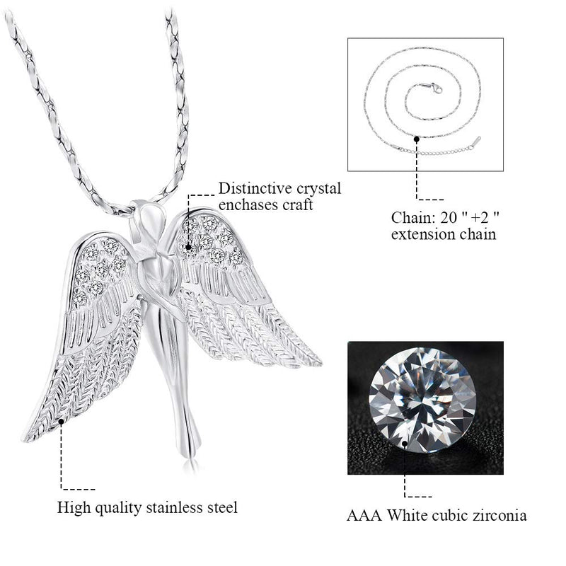 [Australia] - Imrsanl Cremation Jewelry with Angel Lady Charm Locket Memorial Ash Pendant - Urn Necklace for Ashes Wings Keepsake Jewelry for Women Girls Silver 