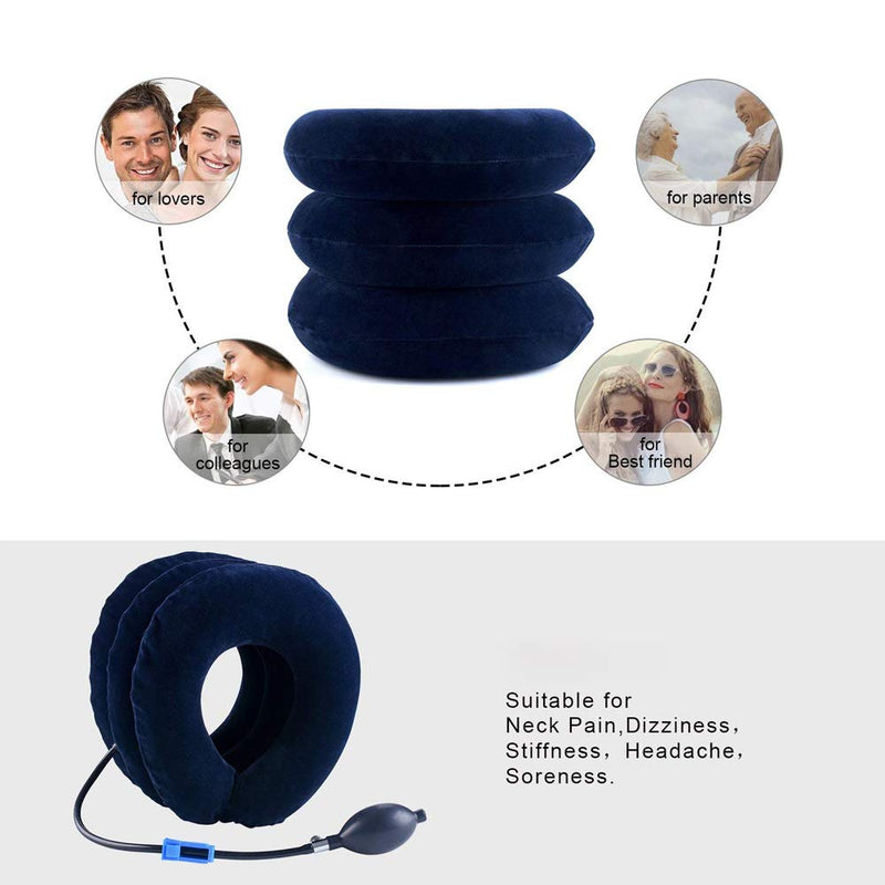 [Australia] - TEEROVA Cervical Neck Traction Collar Device Inflatable Spine Alignment Pillow Instant Pain Relief for Chronic Neck and Shoulder Pain (Blue) Blue 