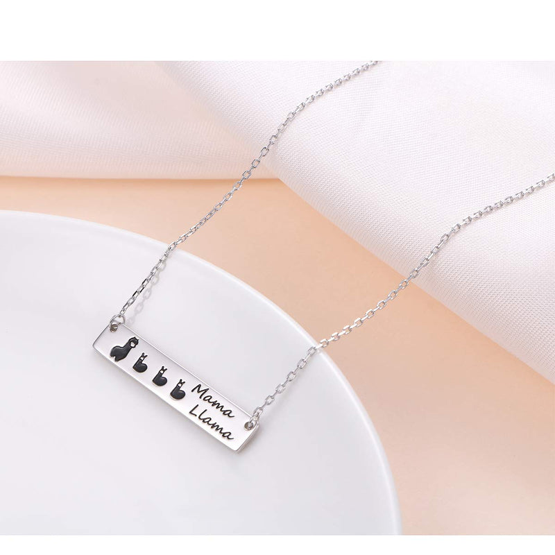 [Australia] - Sterling Silver Mama Llama Mother Child Animal Necklace Gifts for Mom Grandma 