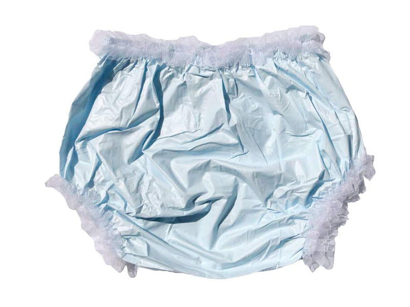 [Australia] - Haian Adult Incontinence Pull-on Plastic Pants Lace Panties Color Baby Blue with White Lace (Large) Large 