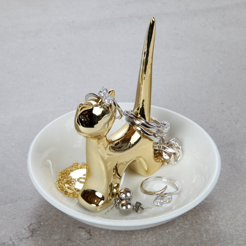 [Australia] - Home-X Porcelain Dish Ring Holder and Jewelry Tray, Jewelry Holder (Cat) 
