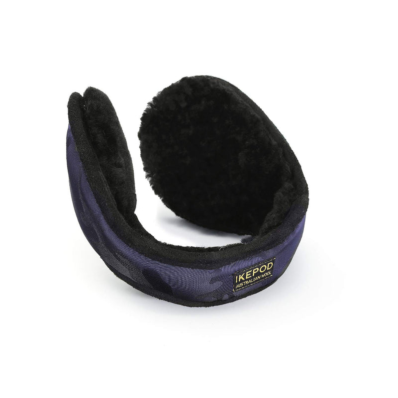 [Australia] - Sheepskin Wool Snug Earmuffs Ear Warmer - Australian Unisex Classic Earwarmer Nylon-camouflage Blue 