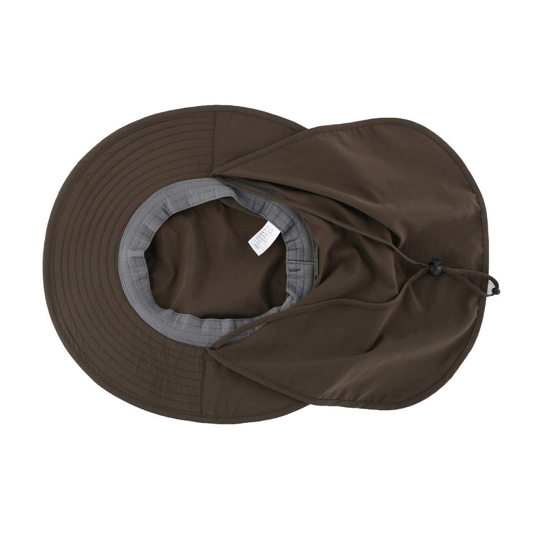 [Australia] - Home Prefer Outdoor UPF50+ Mesh Sun Hat Wide Brim Fishing Hat with Neck Flap Army Green 
