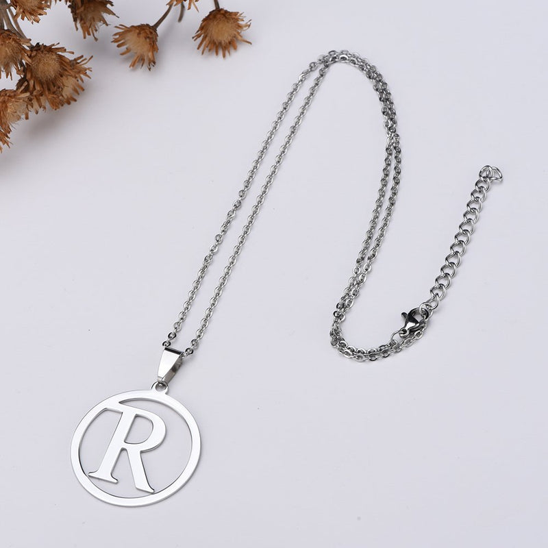 [Australia] - AOCHEE Letter Necklace Initial Pendant Personalized Stainless Steel Letter R 