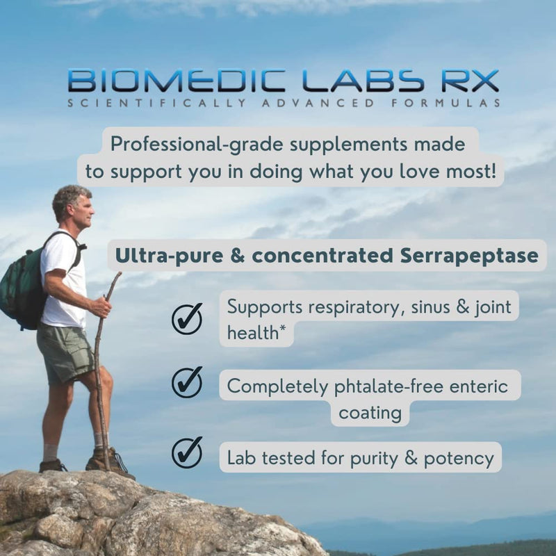 [Australia] - Serra-RX 80,000 SU Serrapeptase - Enteric Coated Proteolytic Systemic Enzyme, Non-GMO, Gluten Free, Vegan, Supports Sinus & Lung Health, 180 Veg Capsules 