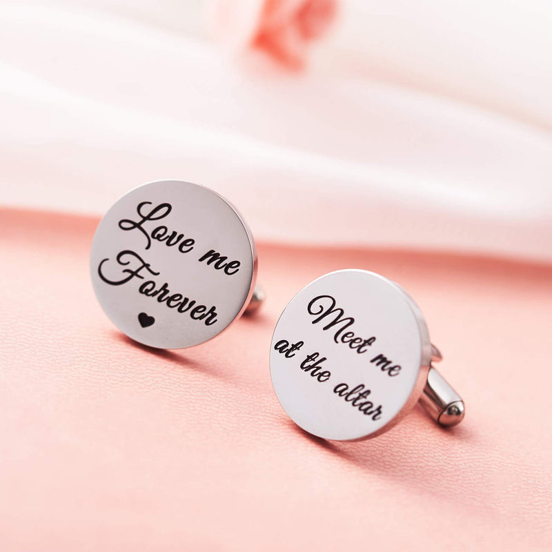 [Australia] - Melix Home Stainless Steel CuffLinks for Men Groom Meet Me at The Altar Wedding Gifts Cuff Links love you forever 