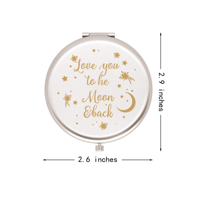 [Australia] - Muminglong Frosted Compact Mirror for Sister Friends Girls Daughter from Sister Friends Birthday,Wedding Gifts Ideas for Her-Love you to the moon (Silver) Silver 