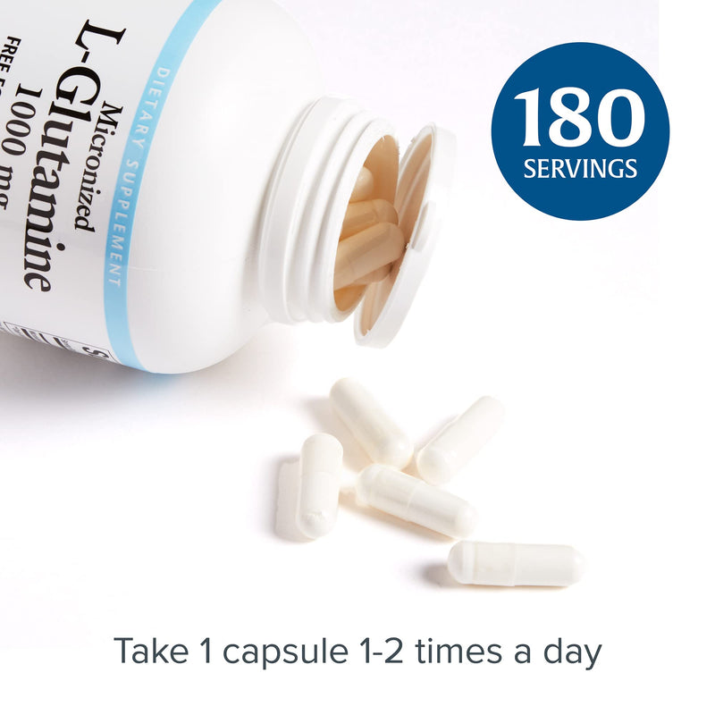 [Australia] - Natural Factors, Micronized L-Glutamine 1000 mg, Supports Muscles and Immune Function, 180 Capsules 180 Count (Pack of 1) 