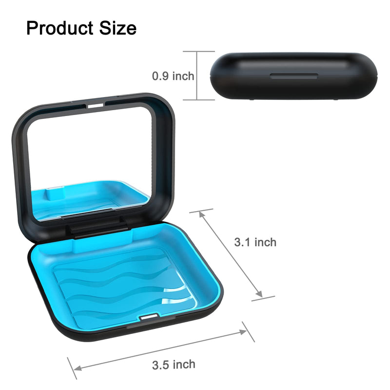 [Australia] - BVN Retainer Case with Mirror,Square Retainer Box, Orthodontic Denture Box,Dental Case for Aligner,Mouth Guard Case,Black C. Schwarz Mit Spiegel 