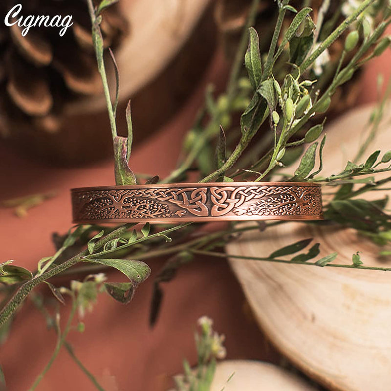 [Australia] - Cigmag 9X Lymphatic Drainage Copper Magnetic Bracelet for Women 99% Solid Pure Copper Ultra Strength Magnet Adjustable with Gift Box(Copper Tree of Life Pattern) Tree of Life Copper 