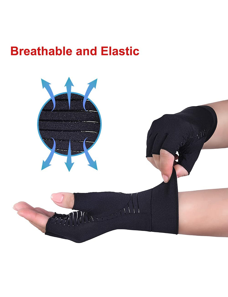 [Australia] - 2 Pairs Copper Arthritis Gloves Compression Gloves Women Men Relieve Hand Pain Swelling and Carpal Tunnel Small 