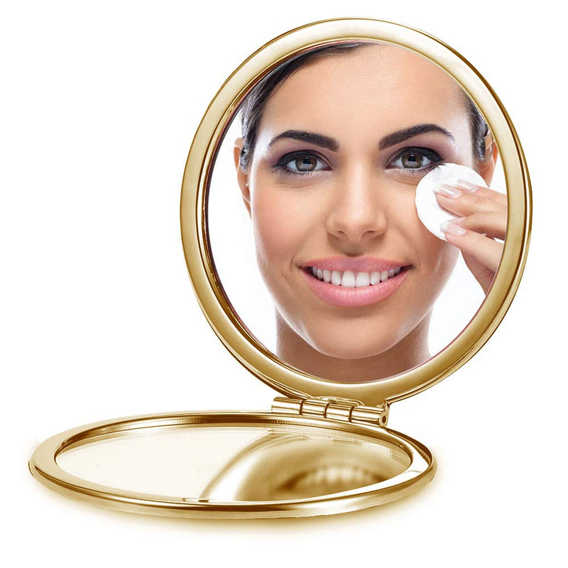 [Australia] - IMLONE Makeup Mirror Compact Mirror Golden 2X Magnification Portable Travel Personal Mirror Mini Pocket Mirror for Woman Mother Kids Great Gift (Golden Horse) Golden Horse 