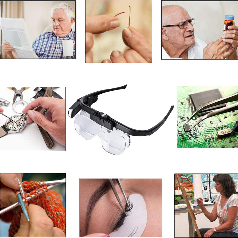 [Australia] - Magnifying Glass with Led Light for Close Work, USB Rechargeable Head Magnifier Glasses Hands Free for Cross Stitch Painting Sewing Crafts Reading, 3 Replacement Lenses 1.5X, 2X, 2.5X Magnification 