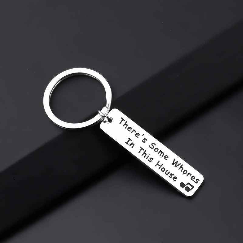 [Australia] - PENQI Funny Best Friend Keychain Long Distance Friendship Jewelry Friendship Gift There's Some Whores in This House Keychain Music Lover Gift 