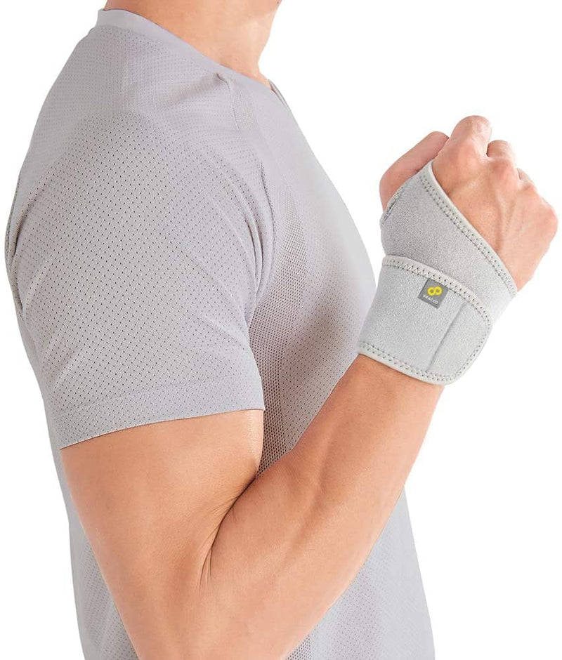 [Australia] - Bracoo WS10 Wrist Support Brace, Hand Support, Adjustable Wrist Wrap Strap for Fitness, Weightlifting, Tendonitis, Carpal Tunnel Arthritis, Joint Pain Relief, Wrist Tendonitis – Fits Right and Left Hand 2 Grey 