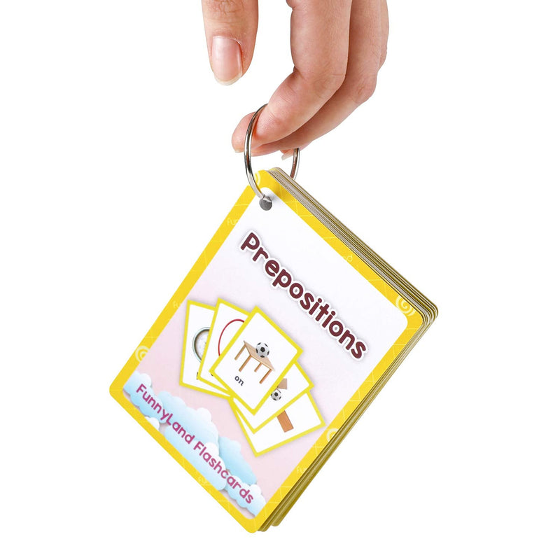 [Australia] - FieldDream 23pcs Positional Toddlers Flash Cards with Pictures Baby Learning Games Toys Education Flashcards for Kids Classroom Decoration Kindergarten Preschoolers with Ring Gifts 