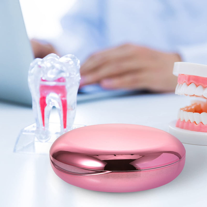 [Australia] - Healifty Retainer Case with Mirror Mouth Guard Storage Box Portable Denture Holder Mouthpiece Aligner Container Slim Fake Teeth Keeper for Home Office Travel Oral Care Rose Gold 