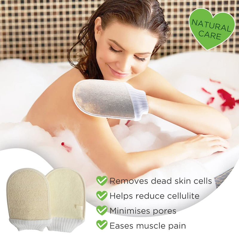 [Australia] - O³ Exfoliating Glove – Exfoliating Mitt – Loofah – Loofah Exfoliating Glove – Natural, Double-Sided Mitt – Cleanse, Detox and Exfoliate Your Skin 