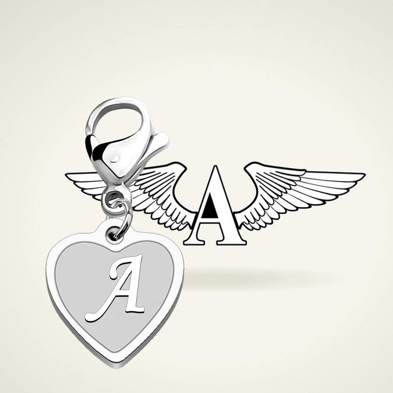 [Australia] - FAADBUK Initial Letter A-Z Alphabet Heart Charm for Bracelet Necklace Keychain Initial Stainless steel Clasp Clip on Charm 