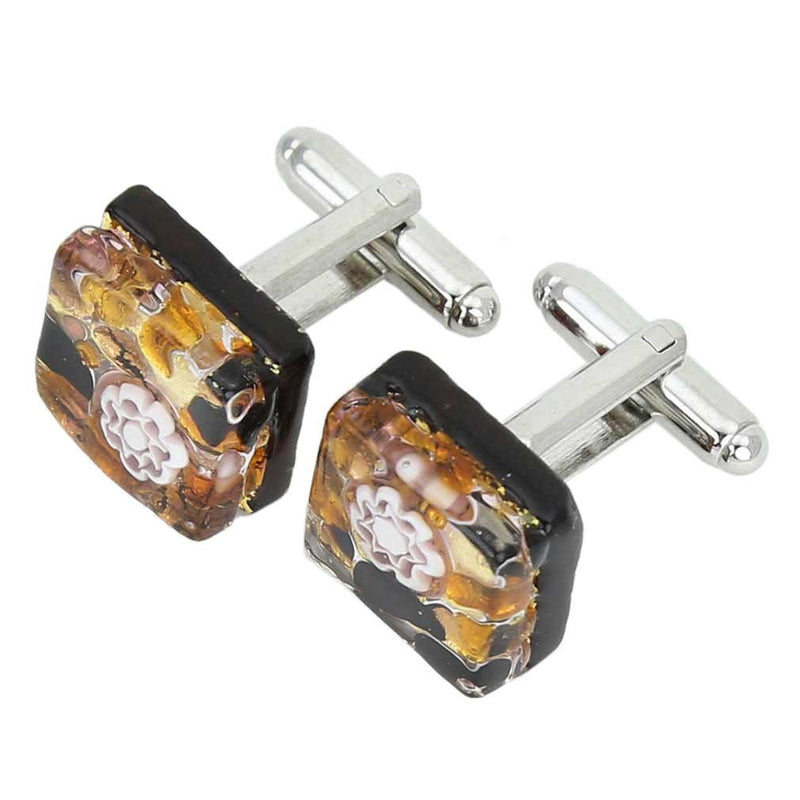 [Australia] - GlassOfVenice Murano Glass Venetian Classic Square Cufflinks - Topaz Gold 