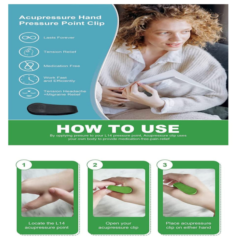 [Australia] - 4 PCS Acupressure Clips Wearable Migraine Clip Portable Headache Massage Clip Hand Clip for Acupressure Relaxation and Relieve Tension 