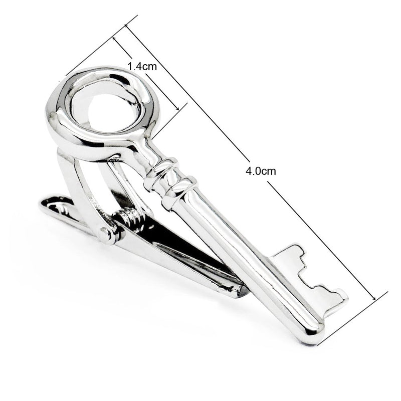 [Australia] - HONEY BEAR Mens Boys Skinny Narrow Key Tie Clip Bar for Wedding Gift 4cm Silver 