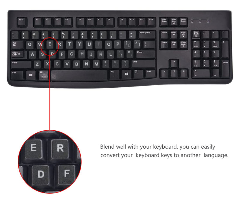 [Australia] - 2 PCS Universal English Keyboard Stickers for PC Computer Mac Laptop Desktop Keyboard, English Keyboard Replacement Stickers, White Font Black Background White font on black background 