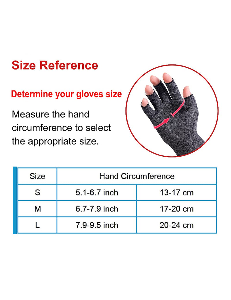 [Australia] - 2 Pairs Arthritis Compression Gloves Fingerless Warm Winter Gloves for Women Men Relieve Symptoms Rheumatoid Osteoarthritis Raynauds Disease Breathable Comfortable Fit Daily Replacement (Grey, L) Grey 