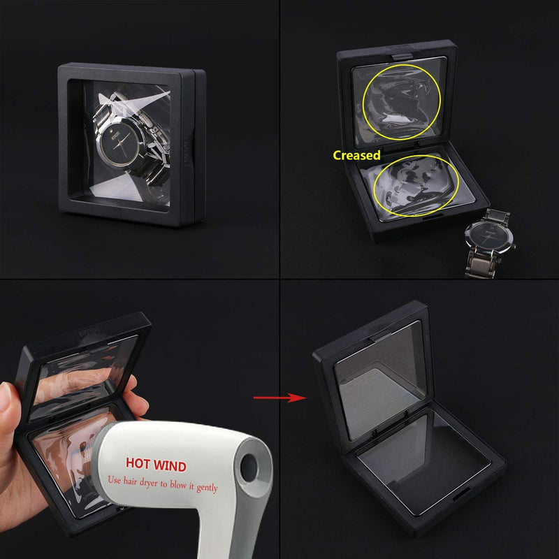[Australia] - JM Future Black Transparent 3D Floating Frame Display Holder/Box/Frames for Challenge Coins, AA Medallions, Antique, Jewelry,Gift, White, 2.75 x 2.75 x 0.75 Inches (Set of 3 pcs) Set of 3 Pcs 