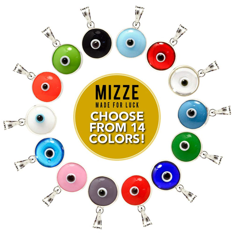 [Australia] - MIZZE Made for Luck Authentic 925 Sterling Silver 10 MM Round Glass Evil Eye Charm Turkish Protection Pendant DIY - 14 Colors to Choose from Black 