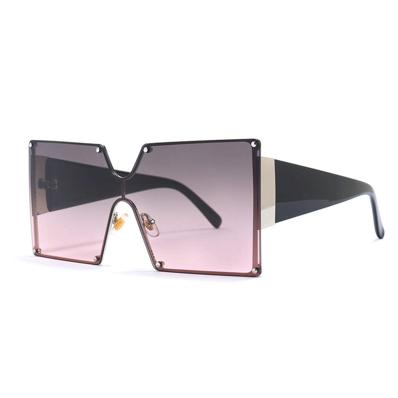 [Australia] - MINCL/Oversized Shield Sunglasses Woman 2019 Fashion Luxury Shades UV400 Vintage Flat Top Futuristic Sunglasses 2pack-blue&gray Pink 