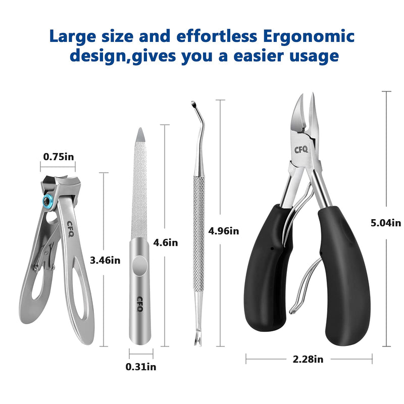 [Australia] - CFQ Large Nail Clippers Set, Big Toenail Fingernail Clippers for Ingrown Toenails, Stainless Steel Nail Cutter for Professional Podiatrist, Trim Thick Nails for Men, Women, The Elderly and Adults. 