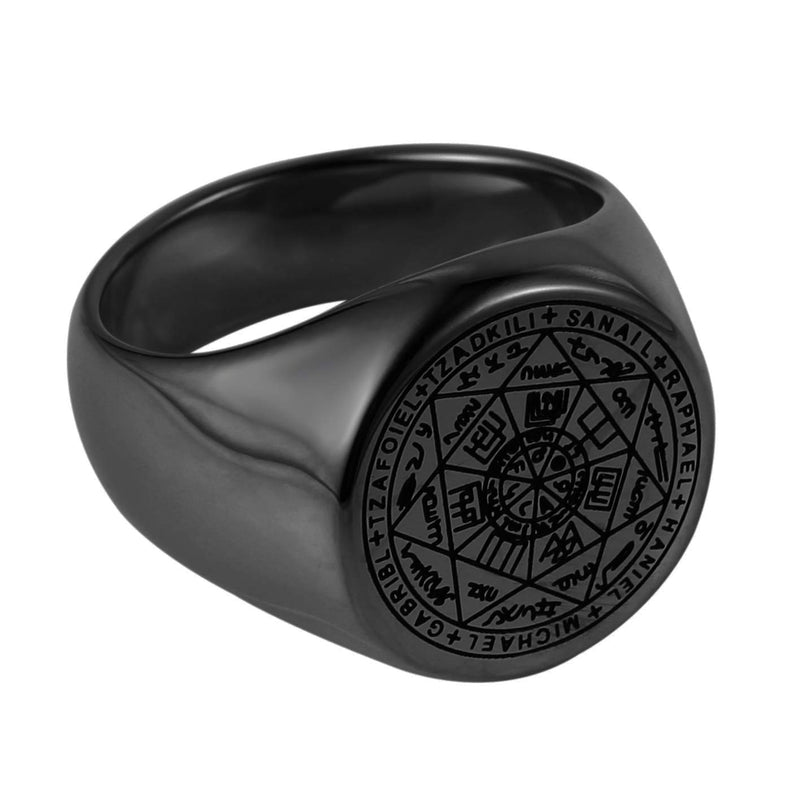 [Australia] - HZMAN Seals of The Seven Archangels Rings Choker Statement Silver Gold Stainless Steel Bnads Black 6 