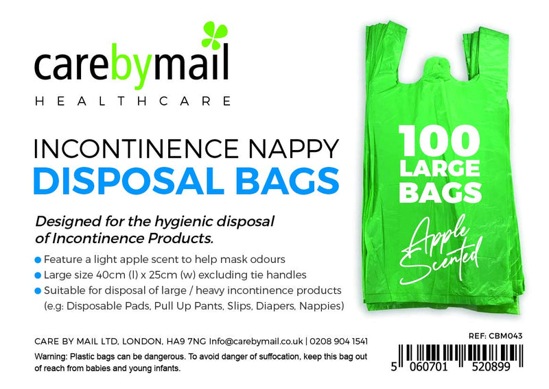 [Australia] - CarebyMail Healthcare Extra Large Incontinence Nappy Disposal Bags Scented (Pack of 100) 