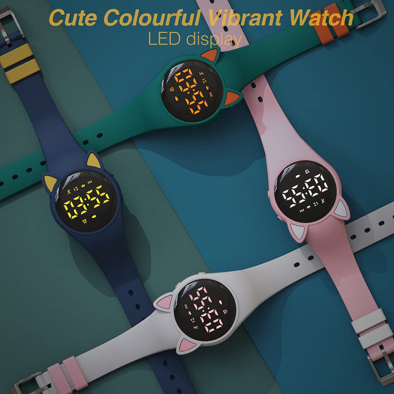 [Australia] - Led Digital Pedometer Watch , Digital Steps Tracker , Non-Bluetooth, Vibrating Alarm Clock, Stopwatch, Great Gift for Children Teens Girls Boys Women Blue/yellow 