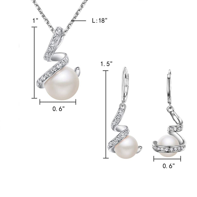 [Australia] - EleQueen Women's Crystal Cream Simulated Pearl Bridal Pendant Necklace Leverback Earrings Set Ivory Color Silver-tone 