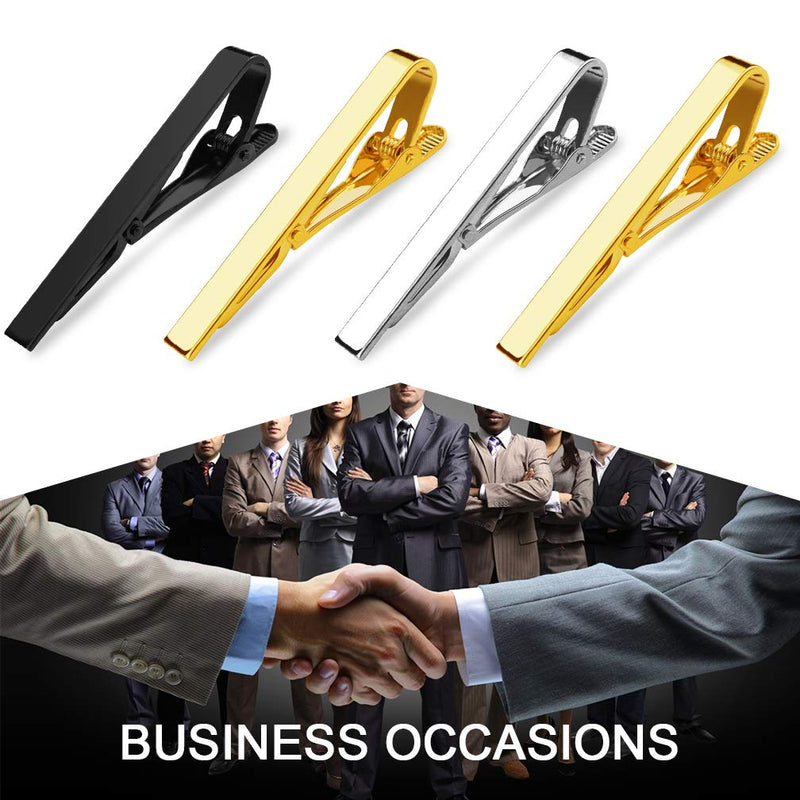 [Australia] - Roctee 8 Pack Tie Clip for Men Tie Bar Clip Set Formal Business Men's Necktie Clips Shirts Men Slim Tie Pin Clamp, Gold Silver Black, New and Fashion 