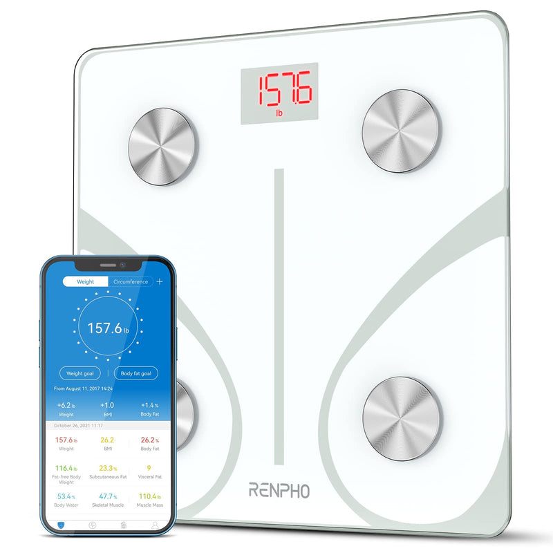 [Australia] - RENPHO Bluetooth Body Fat Scale Smart BMI Scale Digital Bathroom Large Size 300*300mm Wireless Weight Scale-RENPHO Body Fat Scale BMI Scale Bathroom Wireless Weight Scale, Body Composition Analyzer 